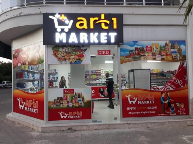 artı market ışıklı kutu harf